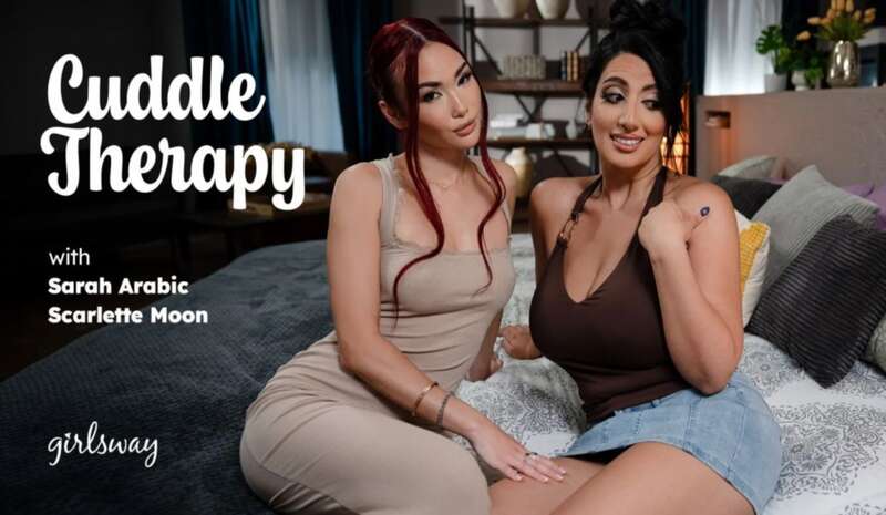 Sarah Arabic, Scarlette Moon - Cuddle Therapy, in THIS case, she's willing to have sex to help Sarah relieve ALL her stress. Sarah is pleasantly shocked but agrees, which leads to sensual sex FullHD 1080p